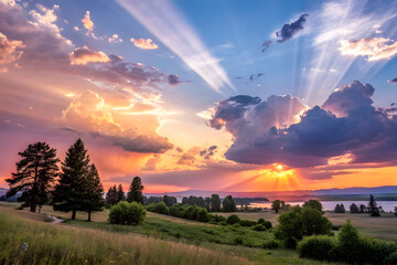 sunset in the mountains