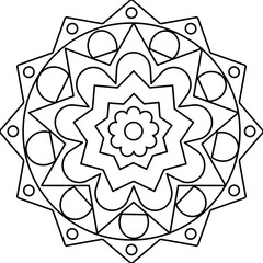 Abstract Geometric Mandala in Black and White Symmetry
