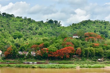 Scenic view of the Mekong River in Luang Prabang, Laos