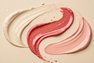 a smudge of multiple shades of lipstick or lip gloss