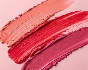 a smudge of multiple shades of lipstick or lip gloss