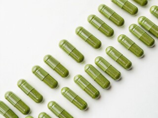green pills on white background