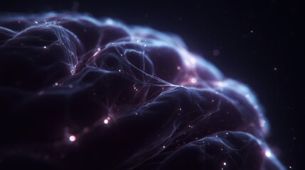 Abstract Human Brain with Active Neural Network on Dark Background