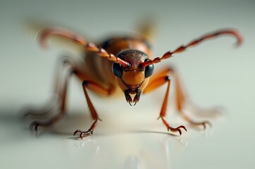 Naklejka premium Close-up of a Brown Longhorn Beetle