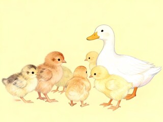 Fototapeta premium Ducks and chickens