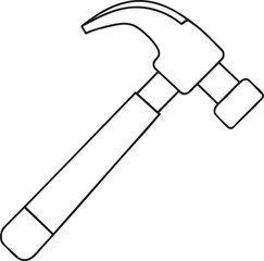Claw hammer outline illustration for construction, renovation, and diy repair concept design vector artwork