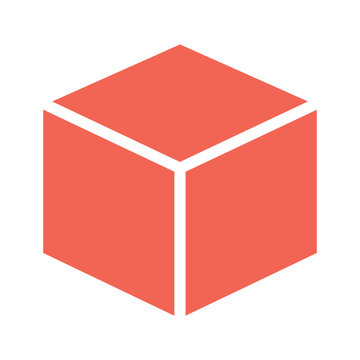 Red Cube Icon Vector