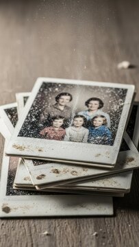 Vintage Family Photos with Dust Nostalgia Memories Photography. Concept featuring vintage, family photos, nostalgia, dust, memories.