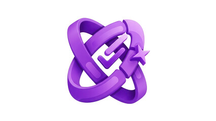 Abstract 3D purple feedback form icon representing user input data collection and client service optimization on a secure digital interface.isolated on white background