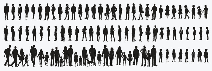 people silhouette set man woman silhouettes crowd of people