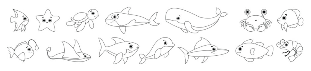 Obraz premium sea animals coloring pages for kids
