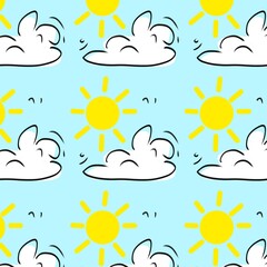 Kids Sun Seamless Pattern Background