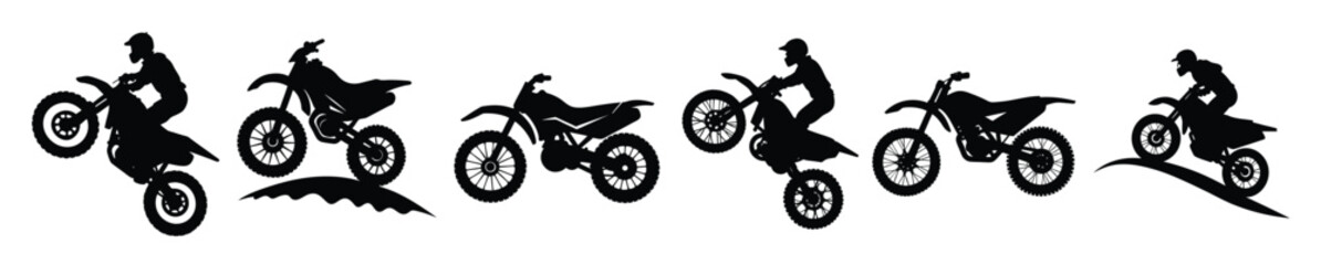 Fototapeta premium silhouette set of adventure motorcycles for off road biking