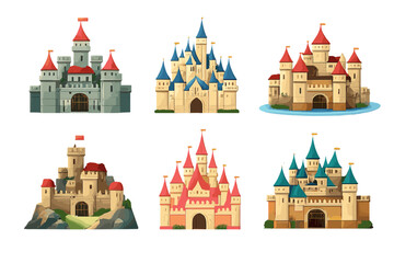 Collection of six fantasy castles in a magical glow © icon_art