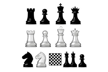 Chess Pieces on Gray Background © icon_art