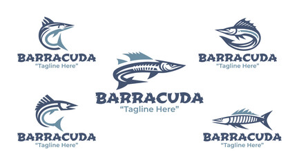 Obraz premium 5 Barracuda Logo Set Modern Minimalist Marine Design Collection