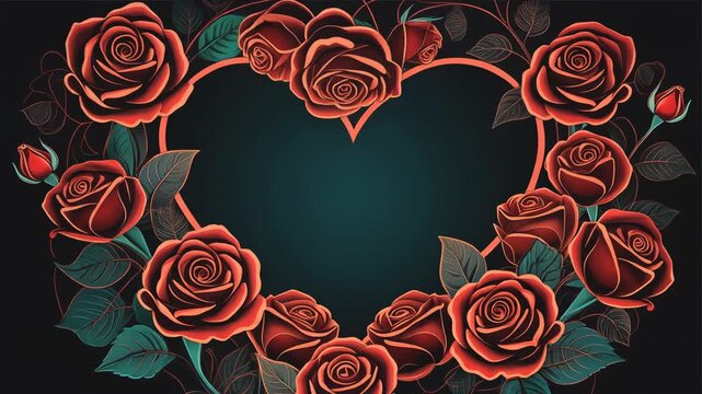 Heart Shaped Rose Frame Video With Red Roses.
