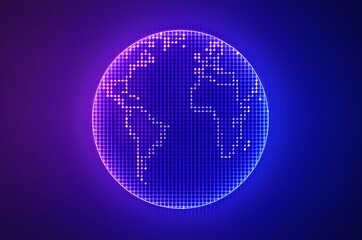 Glowing Earth Globe with Digital Network Overlay