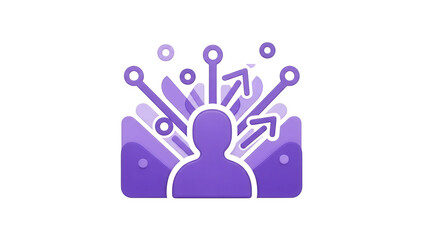 Abstract 3D purple client profile icon visualizing customer data analysis and personalized relationship management on a secure digital interface.isolated on white background1