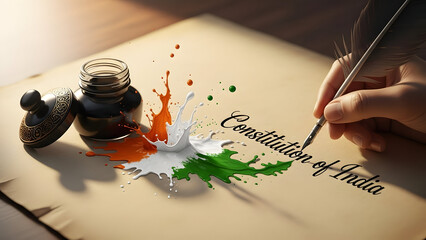 Constitution of india with ink and paint