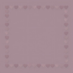 Minimalist flat lay dusty pink paper heart border on pastel mauve - Valentine's Day greeting card & social media mockup with centered copy space