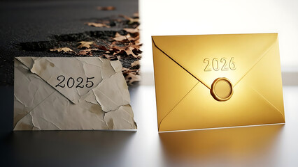 New year 2025 calendars and gold foil design comparison