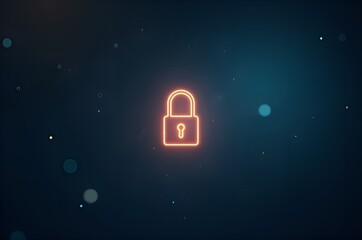 Glowing Lock Icon on Dark Blue Background