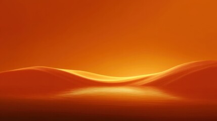 Tranquil Orange Desert Landscape with Soft Sand Dunes Under a Beautiful Sunset Reflection on Still Water