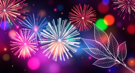 Vibrant Fireworks and Colorful Lights. celebration, night sky, colorful