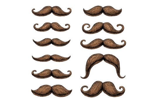 Collection of nine different mustache styles