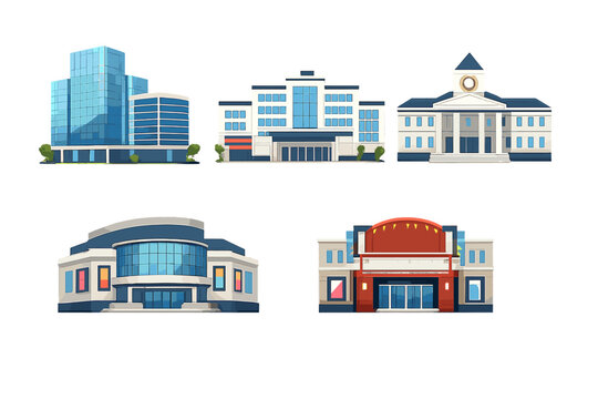 Collection of modern building illustrations