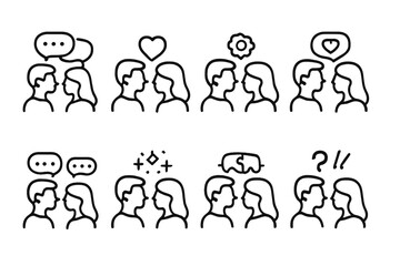 Couple icons representing different stages of a relationship