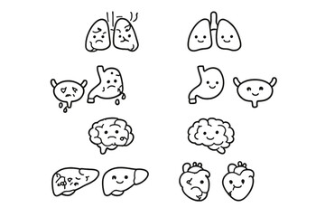 Fototapeta premium Cute Sad and Happy Organs Duo