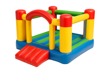 Colorful Inflatable Kids Bouncer Play Structure Isolated on a Transparent Background