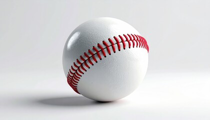 Close-up of a baseball isolated on a white background, lit by even light