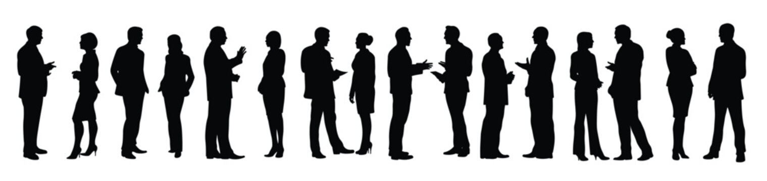  silhouette of business people talking and discussing