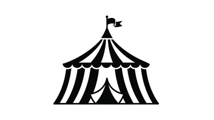 Black and white circus tent graphic a simple iconic silhouette
