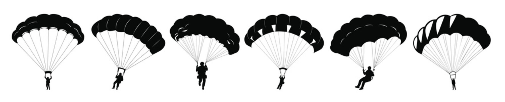  ski parachute gliding silhouette vector bundle paraglider 