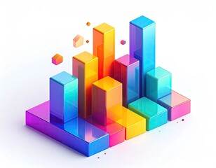 Colorful 3D bar chart on white, showing data visualization (1)