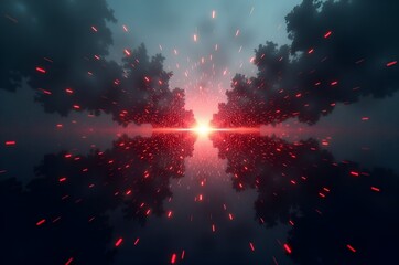 Abstract Light Burst Through Forest Canopy