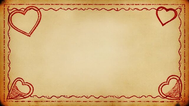 Romantic parchment heart frame video montage.