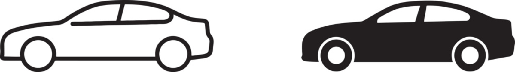 Silhouette car icons set for transport, vehicle, automotive service and mobility design.