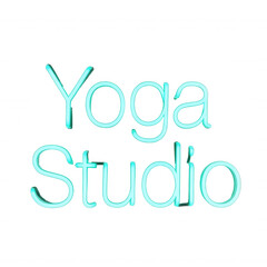 Neon Yoga Studio Sign with Scattered Glowing Tubes on Transparent Background for Wellness Branding