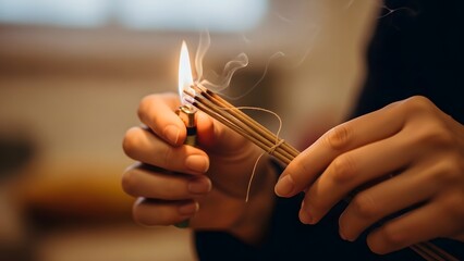 Celebrating World Religion Day with incense sticks in a serene environment