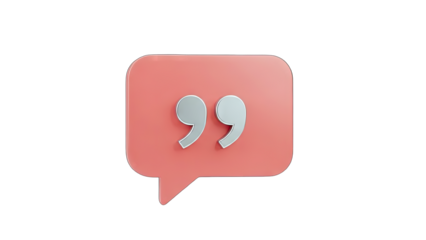 3D Quote Icon on transparent background