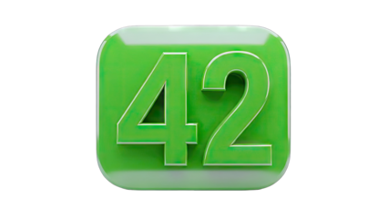 3D Green 3D Number 42 Icon on transparent background