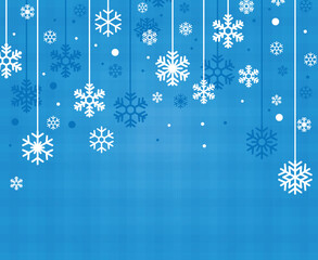 Blue Christmas Background with Snowflakes and Stripes