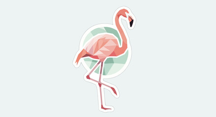 Stylized Low-Poly Illustration of a Flamingo Standing on One Leg with a Minimalist Design