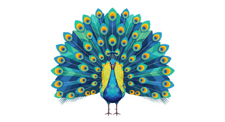 Vibrant and Detailed Digital Illustration of a Peacock Showing Its Beautiful Plumes Spread Wide