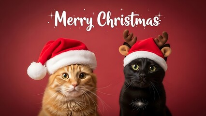 Two cats celebrating christmas